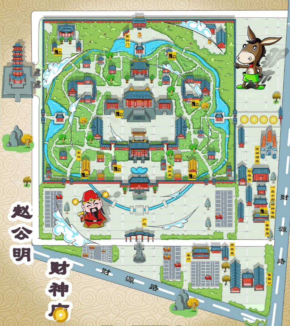 凤冈寺庙类手绘地图
